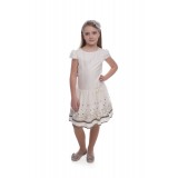 Dress with milk staple with gray lace trim