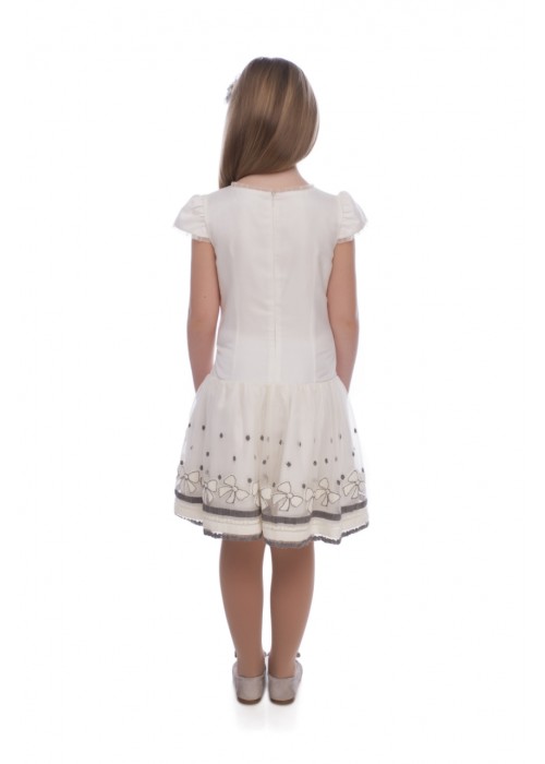 Dress with milk staple with gray lace trim