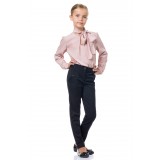 Blouse with bow crepe pink powder
