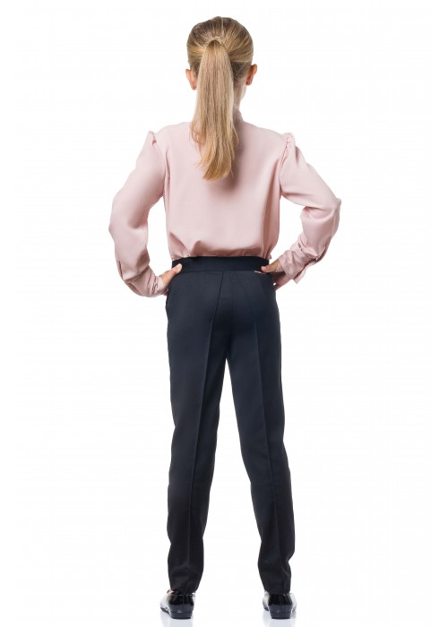 Blouse with bow crepe pink powder