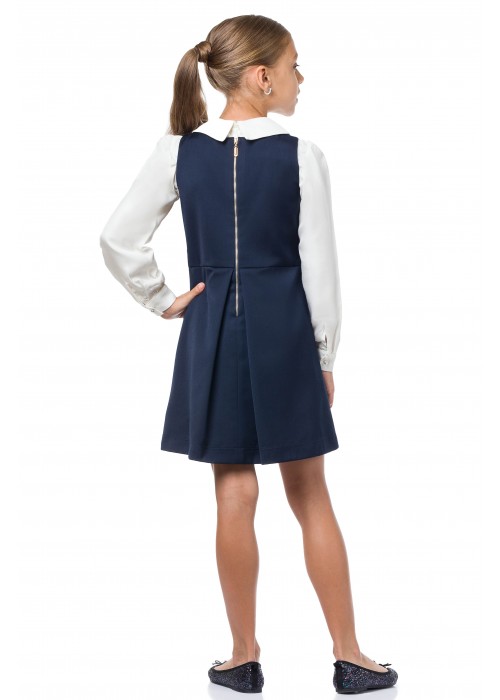 Sundress "Daria" school with a fold blue