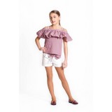 T-shirt ruffles red cage