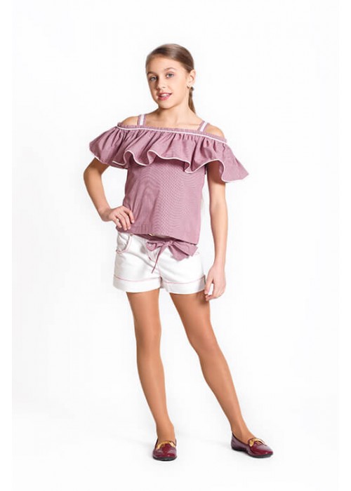 T-shirt ruffles red cage