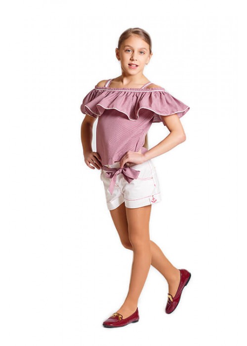 T-shirt ruffles red cage