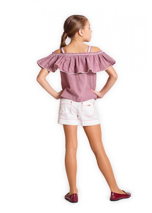 T-shirt ruffles red cage
