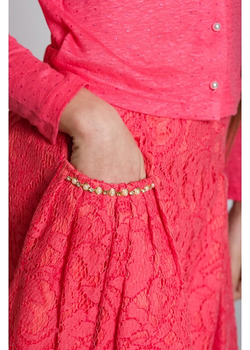 Skirt guipure coral 