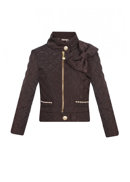 Jacket with a bow of chocolate color