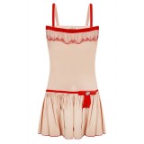 Sundress beige with beige and red lace