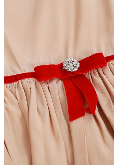 Sundress beige with beige and red lace