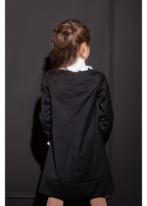 Dress "Ingrid" with a collar with a fold black