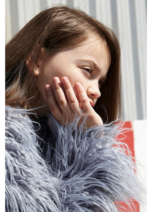 Short fur coat "Lama" blue