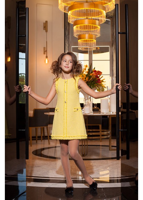 Yellow CHANEL dress with gold buttons