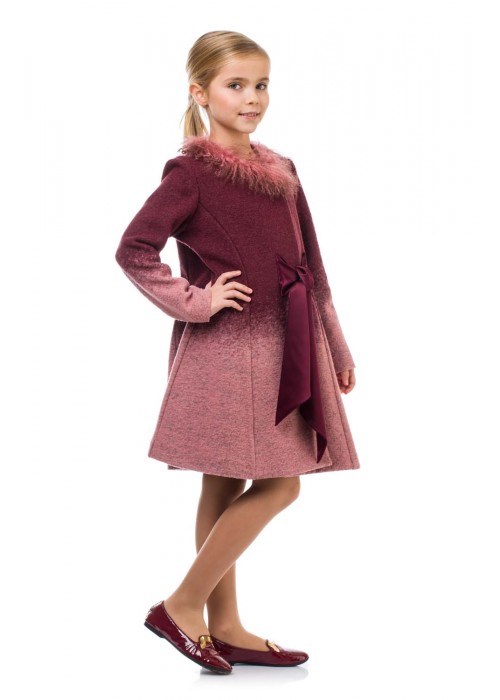 Coat with a "llama" burgundy pink