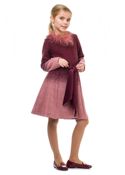 Coat with a "llama" burgundy pink