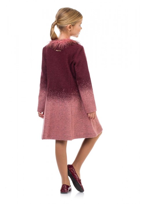 Coat with a "llama" burgundy pink