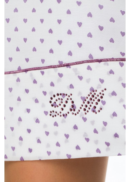 White Batista Sundress with Lilac Hearts