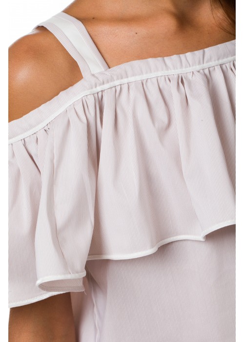 T-shirt ruffles strip beige