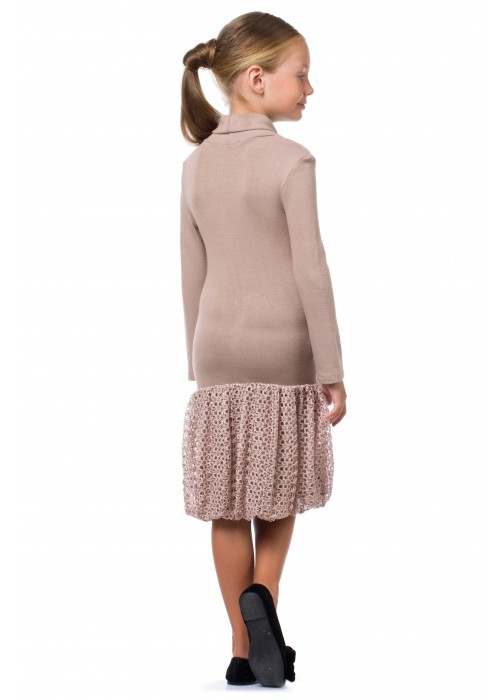 Dress with mesh skirt "Budapest" cappuccino