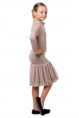 Dress with mesh skirt "Budapest" cappuccino
