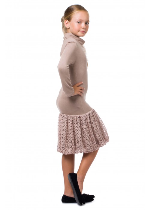 Dress with mesh skirt "Budapest" cappuccino