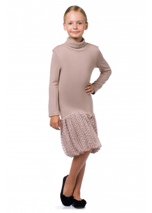 Dress with mesh skirt "Budapest" cappuccino