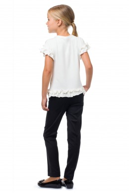 T-shirt with ruffles below white