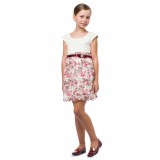 Dress with guipure roses milk