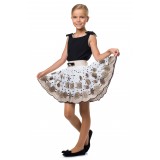 Suit T-shirt black with milk finish and skirt milk cotton with coffee roses