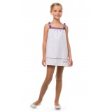 White Batista Sundress with Lilac Hearts
