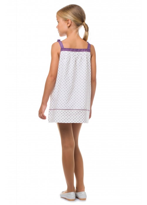 White Batista Sundress with Lilac Hearts