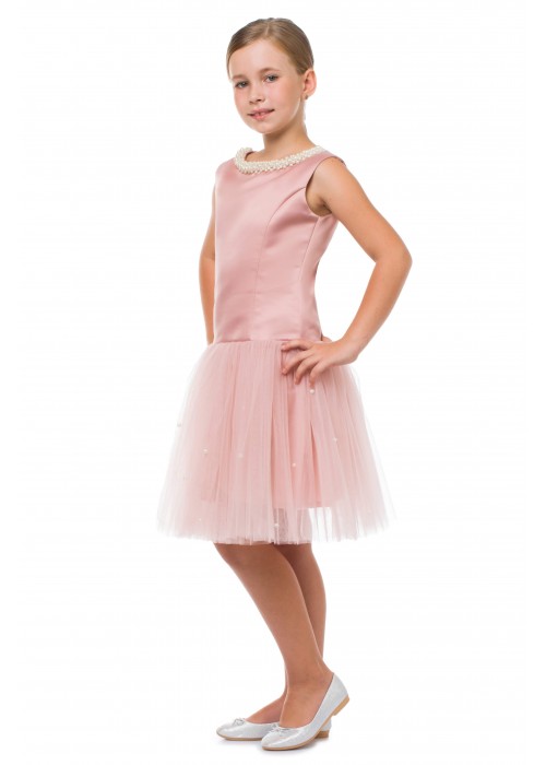 Dress with pearls pink powder