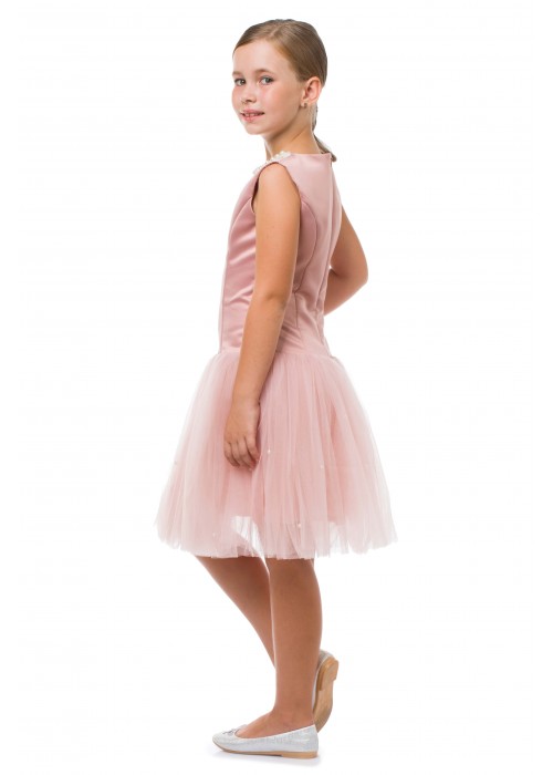 Dress with pearls pink powder
