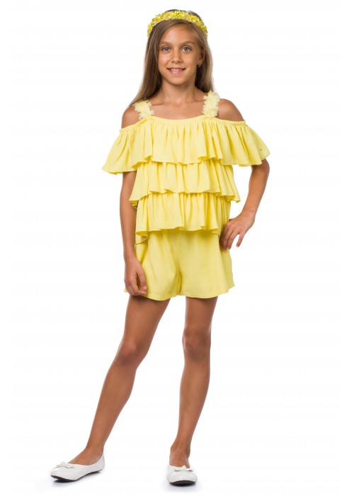 Jumpsuit ruffle yellow 