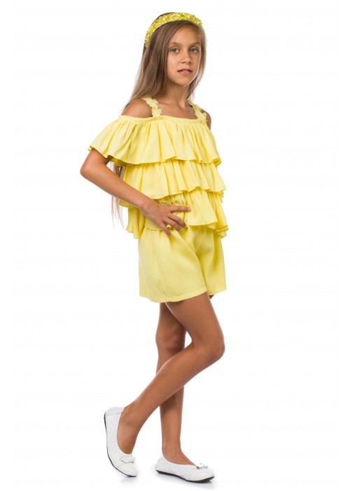Jumpsuit ruffle yellow 