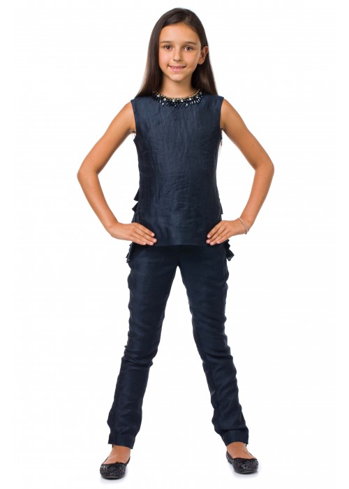 Suit navy linen