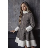 Quilted coat with fur trim cappuccino