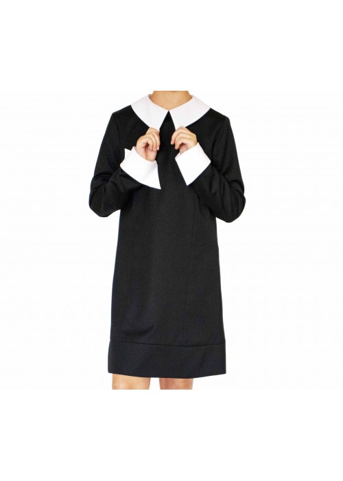 Dress "Ingrite" blue with two sets of collars and cuffs