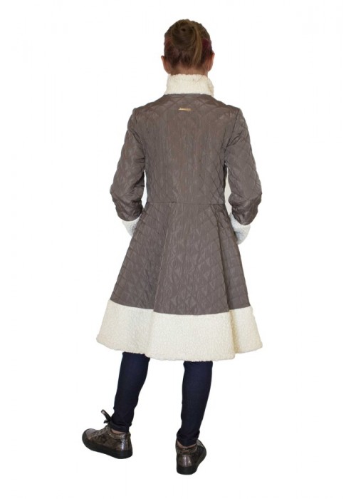 Quilted coat with fur trim cappuccino