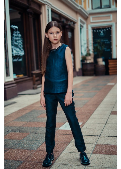 Suit navy linen